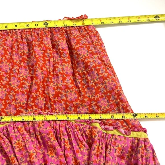 Sundance Nami Ruffled Floral Cotton Tiered Midi Skirt Size Petite Large - Picture 10 of 10
